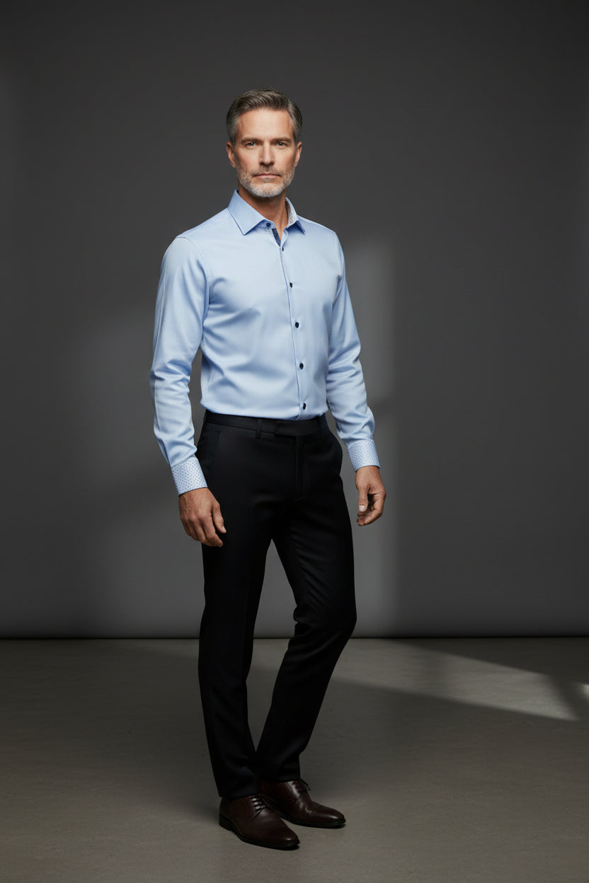 Light Blue Dress Shirt with Contrast Trim