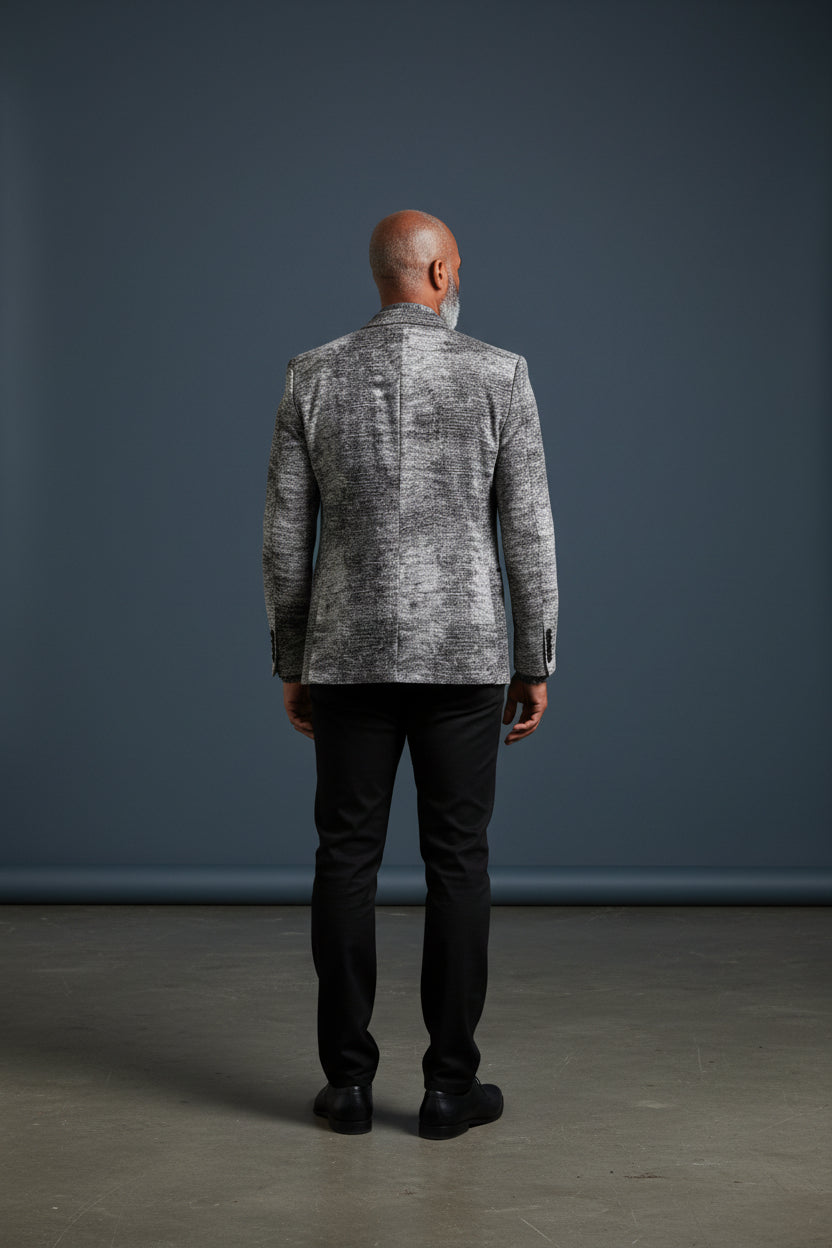 Vercini Black & Gray Patterned Blazer - Premium Smart Casual Menswear