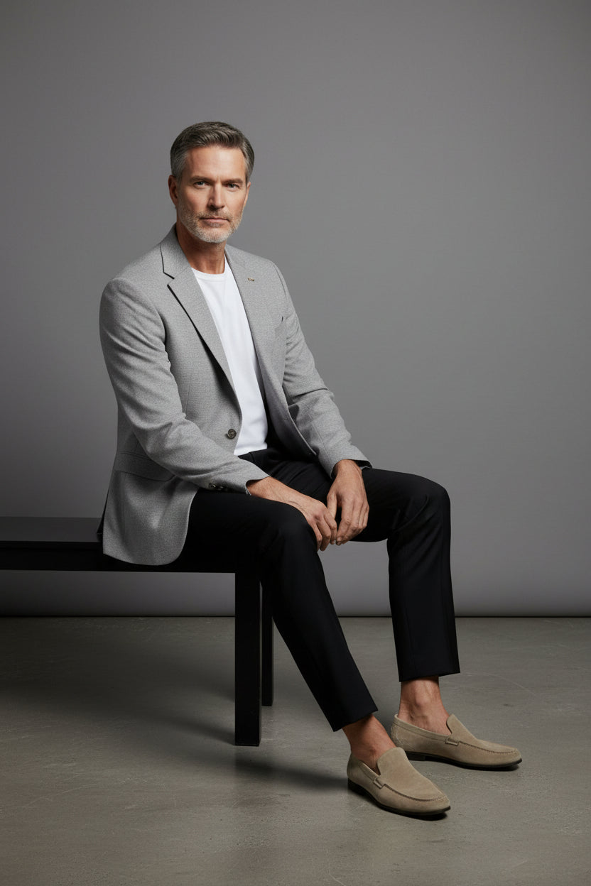 Men's Classic Beige/Grey Blazer by Vercini