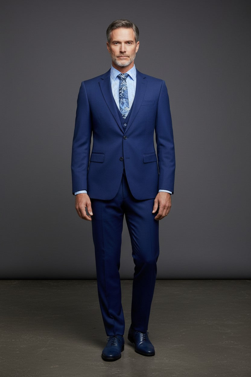 Regal Indigo Three-Piece Suit | Modern Tailored Ensemble
