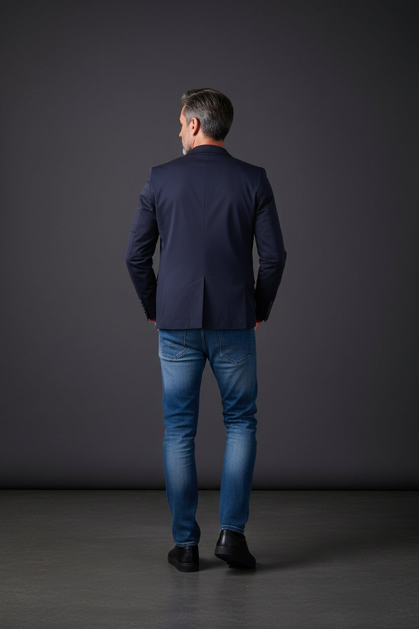 Tech Blazer with Zipper Front - Slim Fit Cotton Jacket
