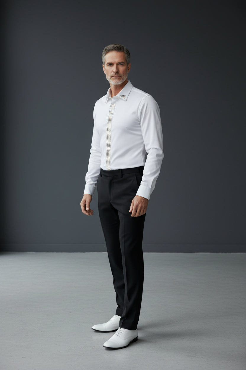 Golden Aura Elegance Men's Dress Shirt