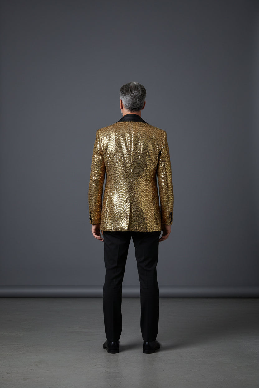 Golden Elegance Sequin Blazer