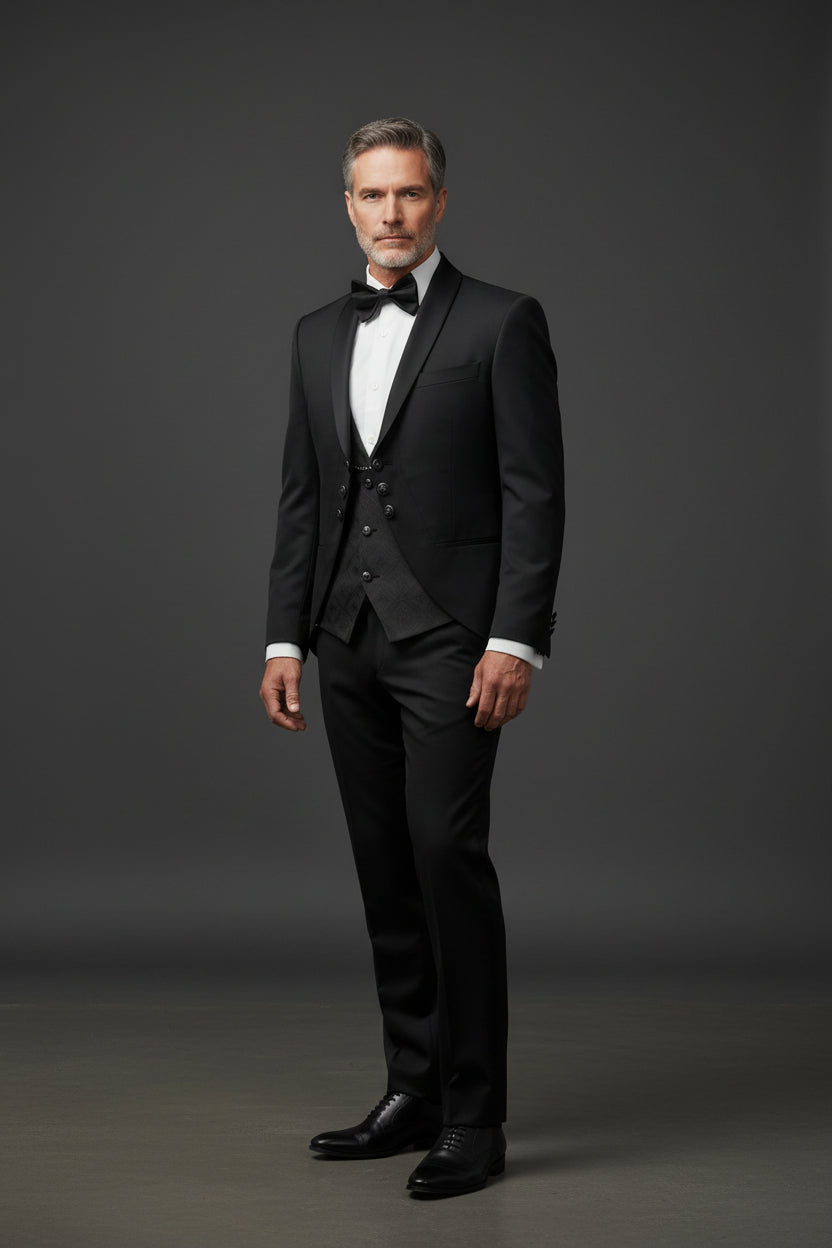 Black Tuxedo with 6-Button Front Jacket