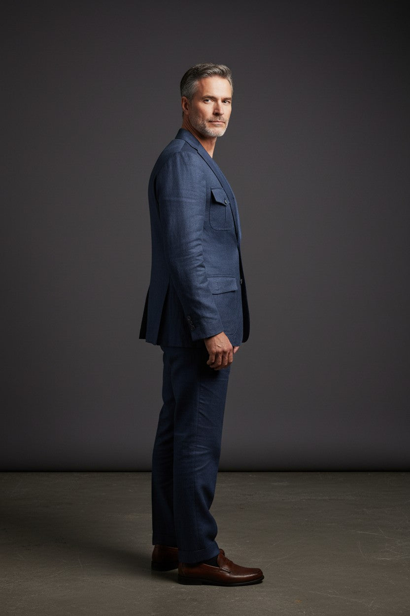 Premium Linen Suit – Green, Navy & White | Vercini
