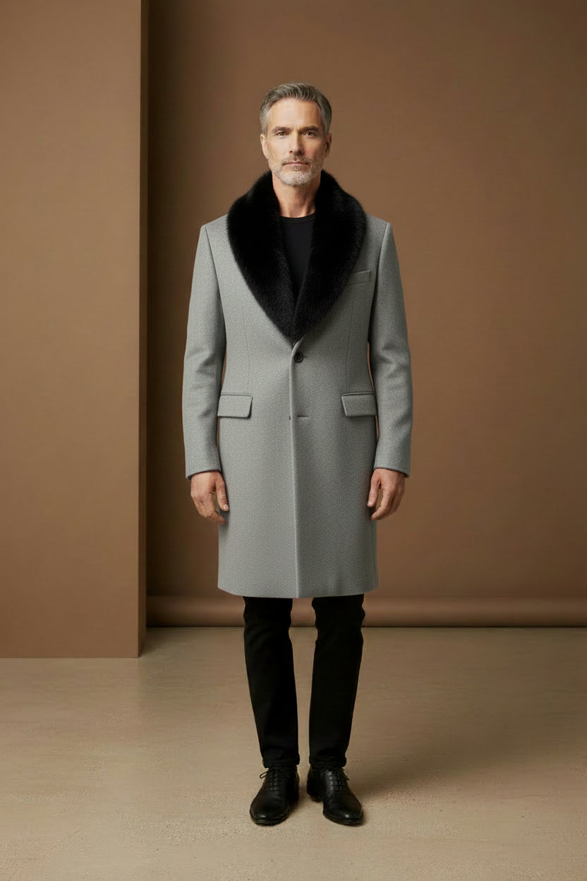 Luxury Fur-Collar Vercini Overcoat