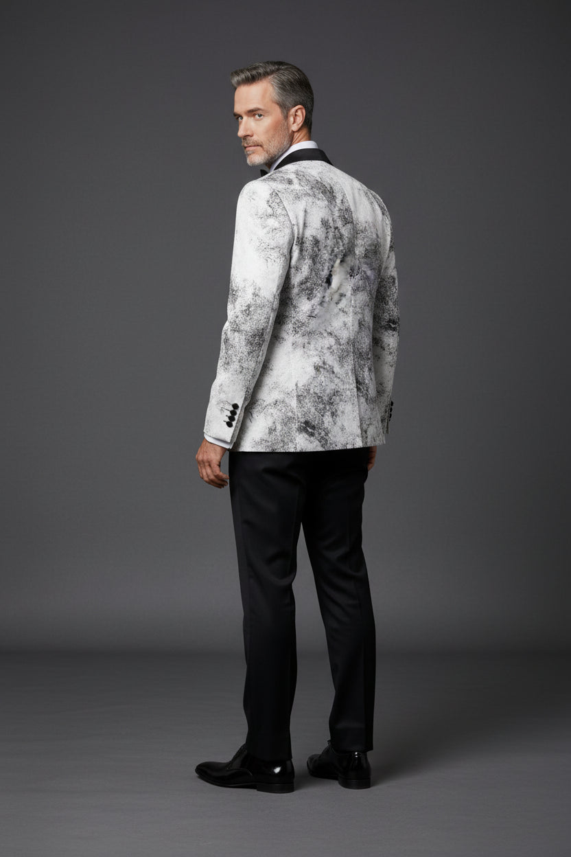 Elegant Black and White Tuxedo for Men – Modern Formal Wedding & Gala Suit