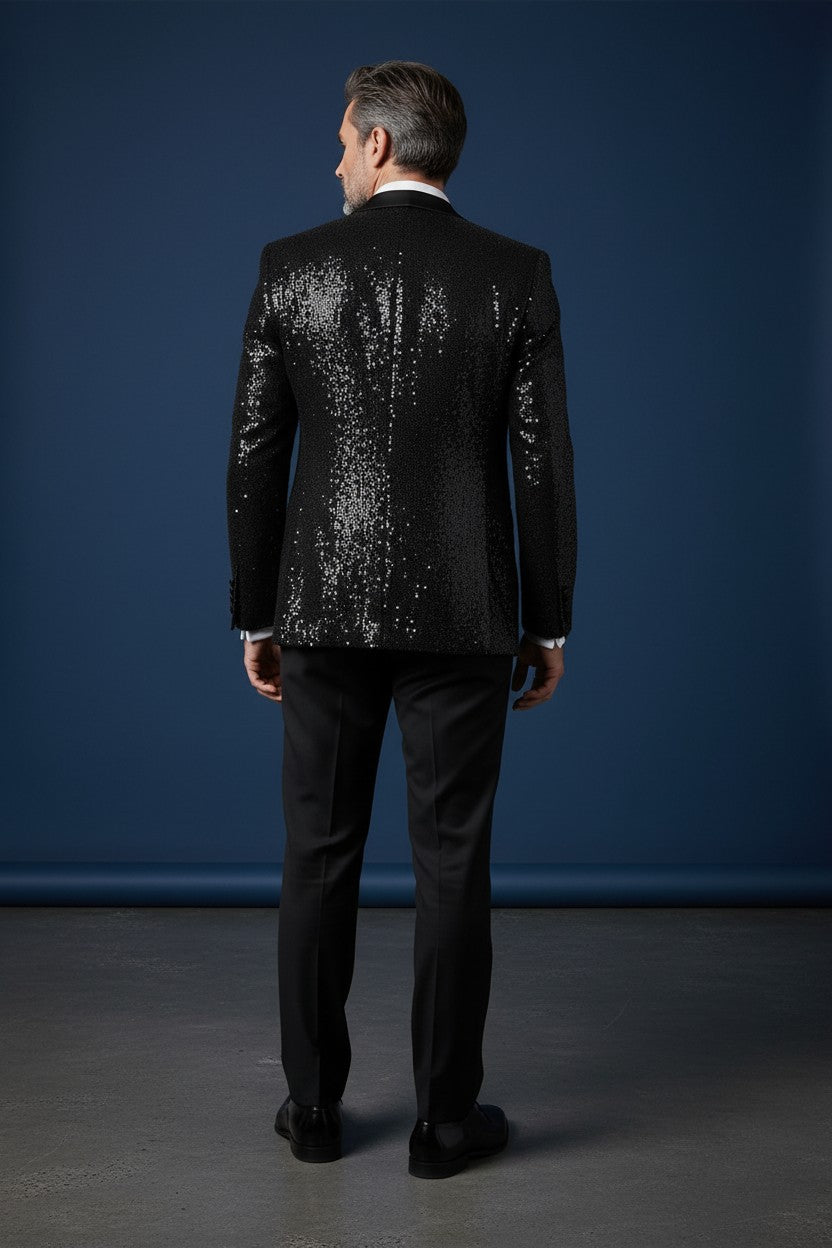 Slim Fit Shiny Tuxedo Suit with Vest