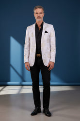 white gold/SILVER foiled detailed blazer