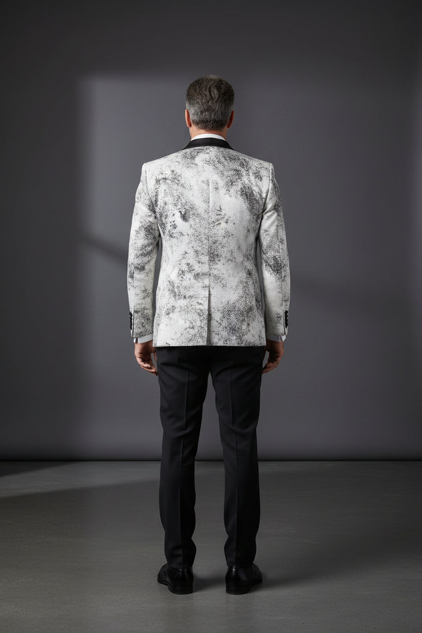 Elegant Black and White Tuxedo for Men – Modern Formal Wedding & Gala Suit