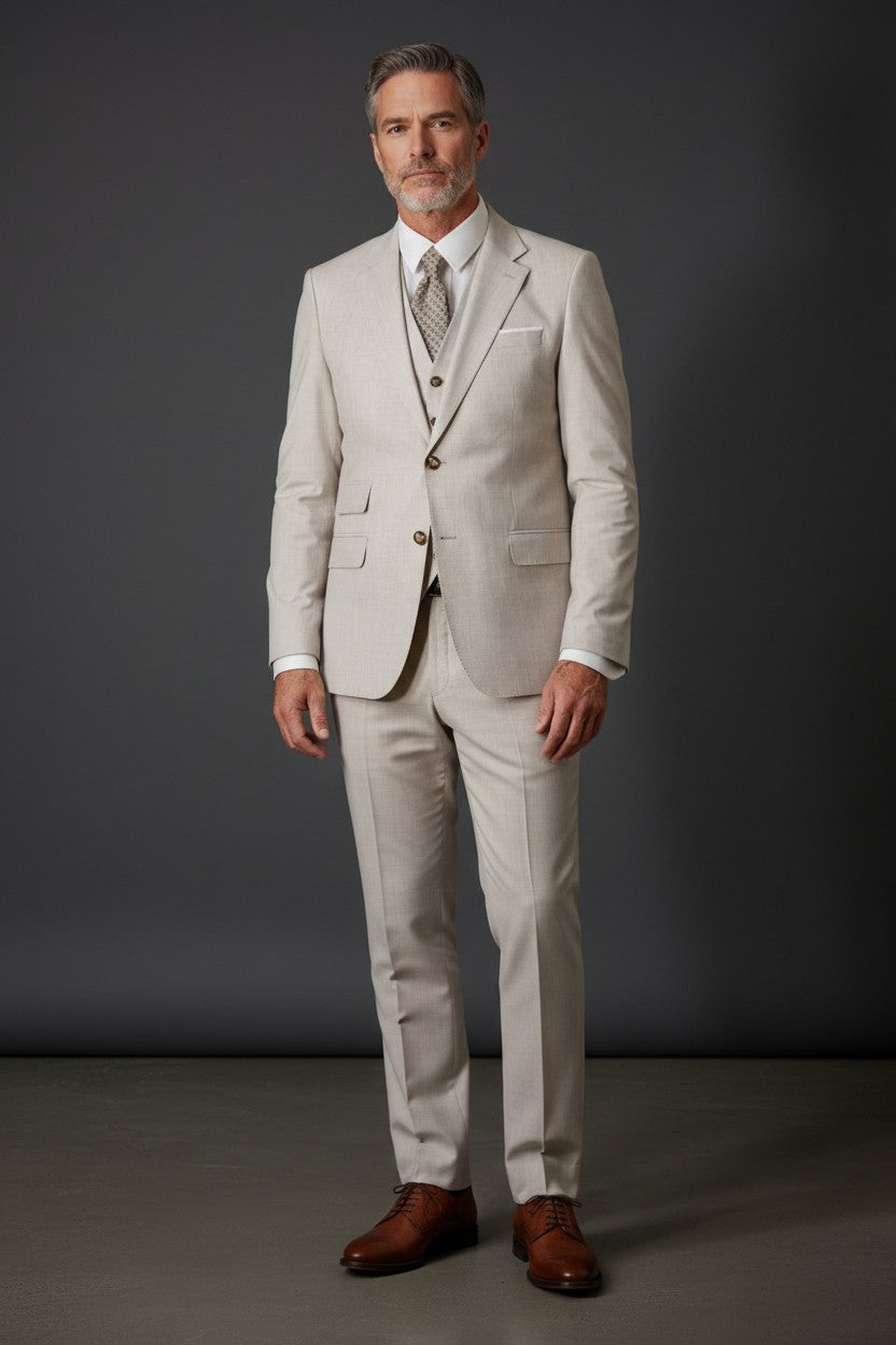 Vercini Santorini Ivory 3-Piece Suit