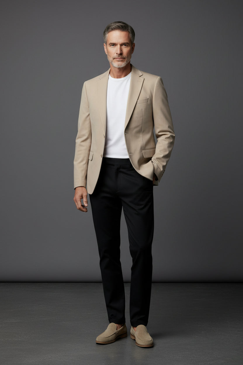 Men's Classic Beige/Grey Blazer by Vercini