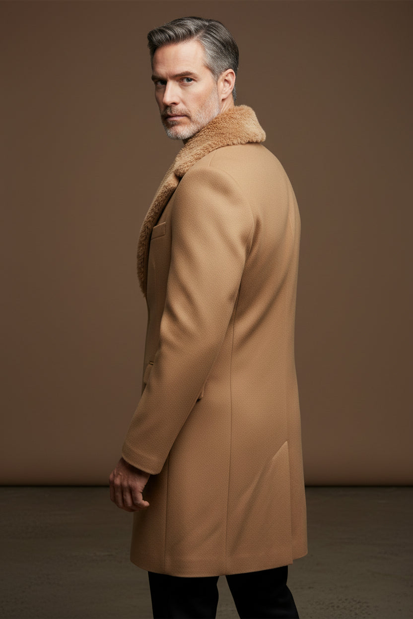 Luxury Fur-Collar Vercini Overcoat