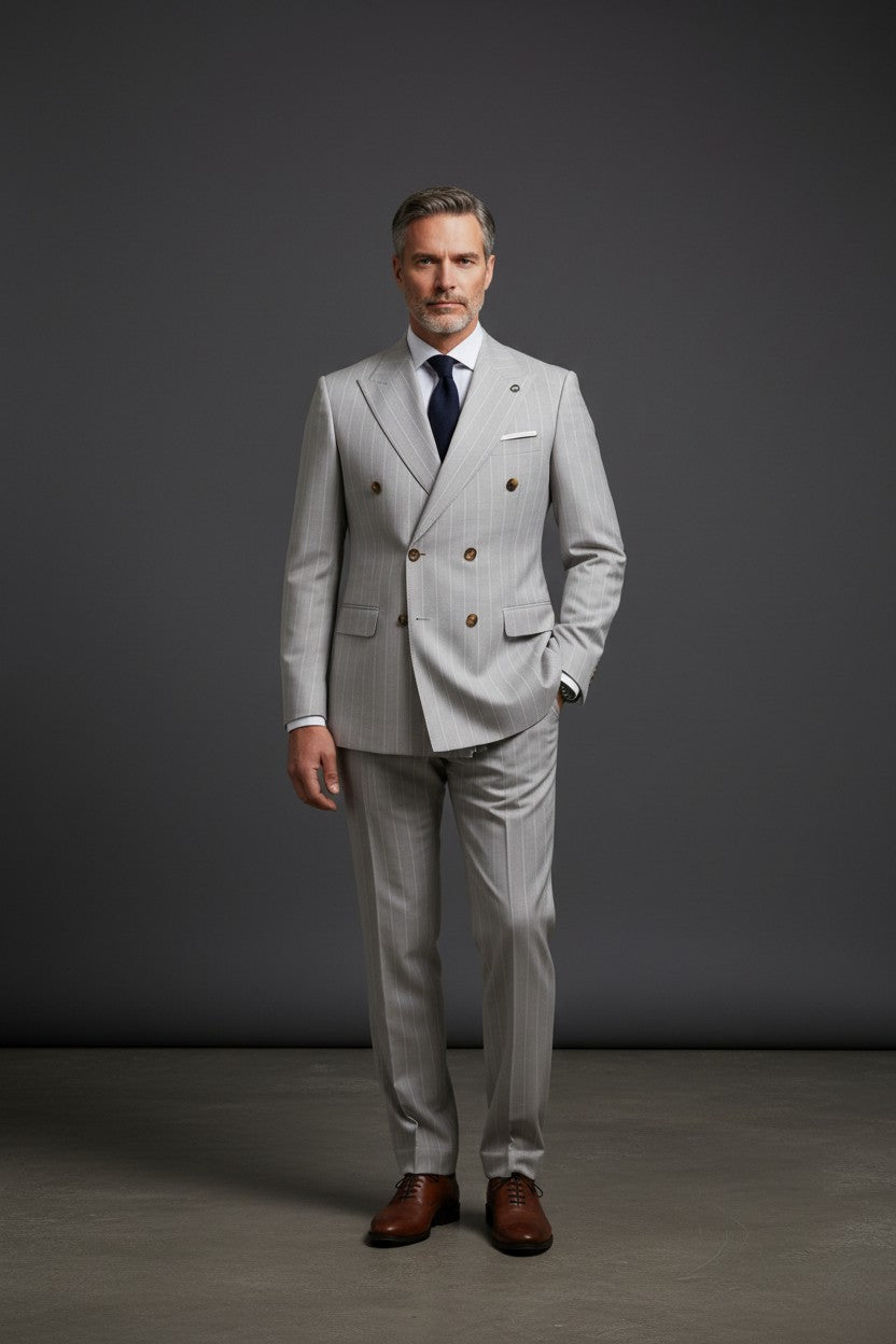 Double-Breasted Pinstripe Suit – Slim Fit