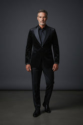 Men’s Black Velvet Statement Jacket with Crystal Detailing