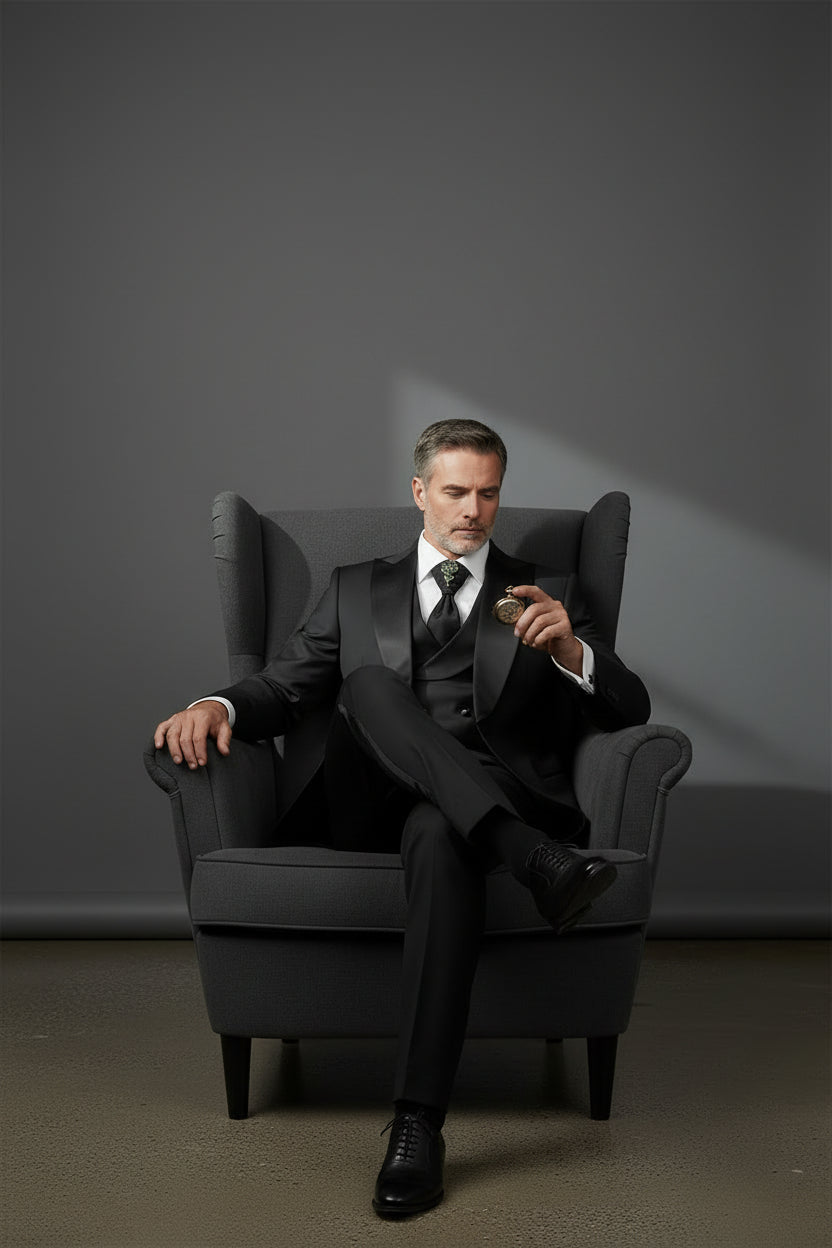 Black 4-Piece Tuxedo Set for a Timeless Look"