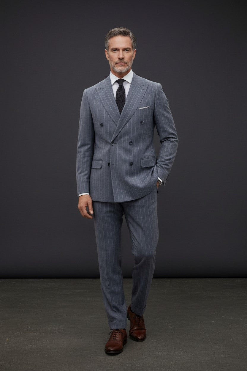 Double-Breasted Pinstripe Suit – Slim Fit