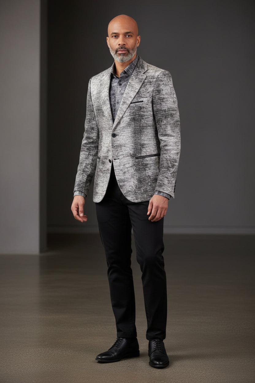 Vercini Black & Gray Patterned Blazer - Premium Smart Casual Menswear
