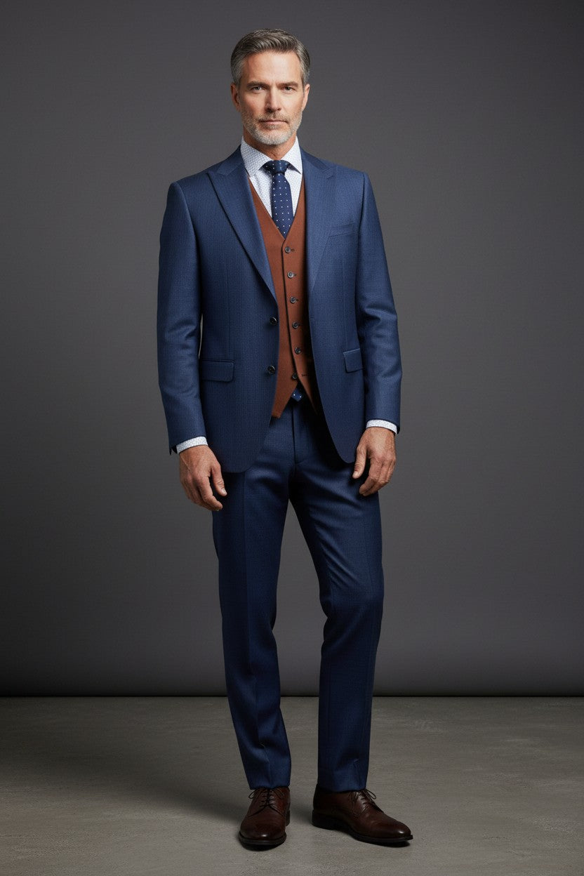 Vercini 3-Piece Classy Men's Business Suit with Reversible Vest