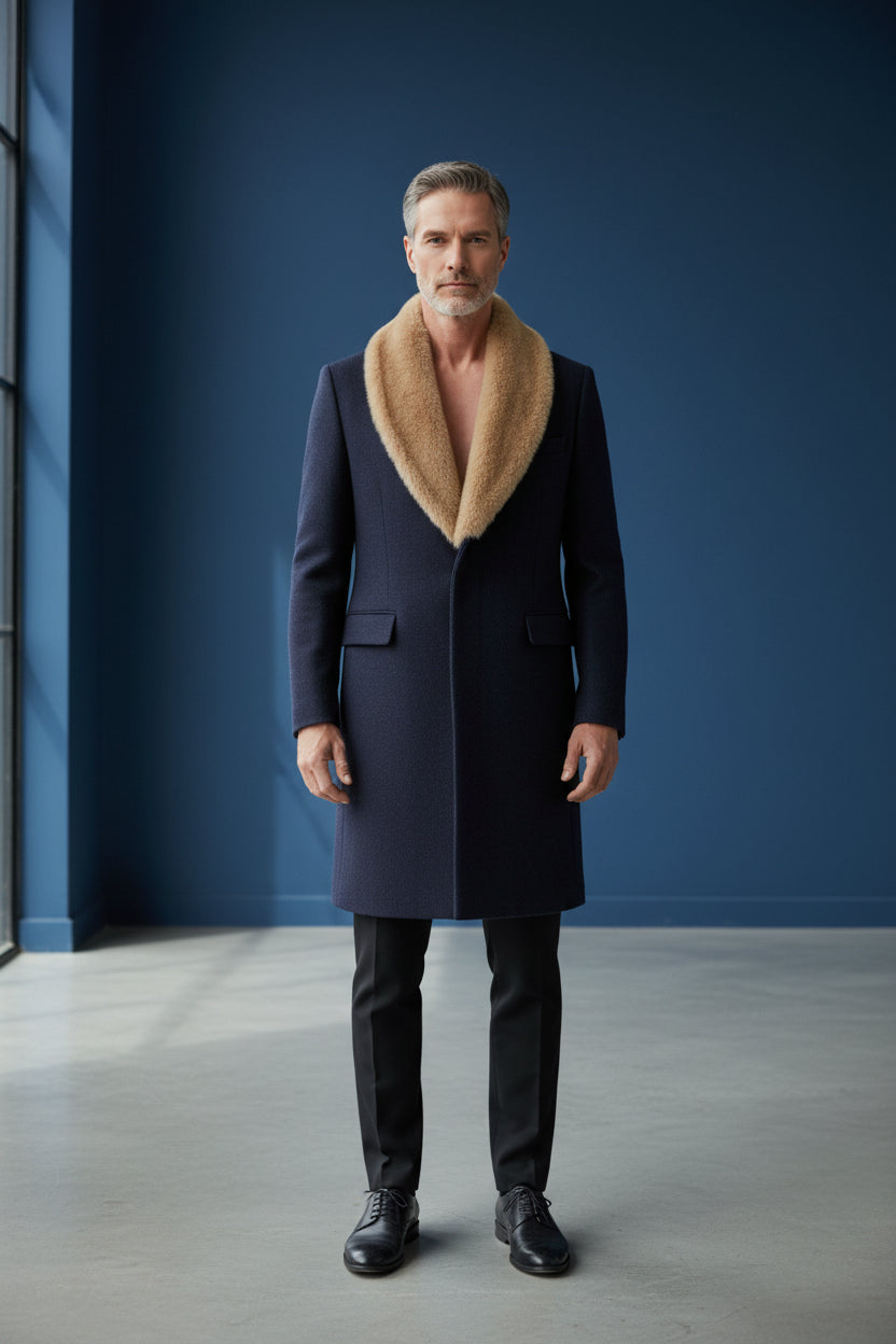 Luxury Fur-Collar Vercini Overcoat