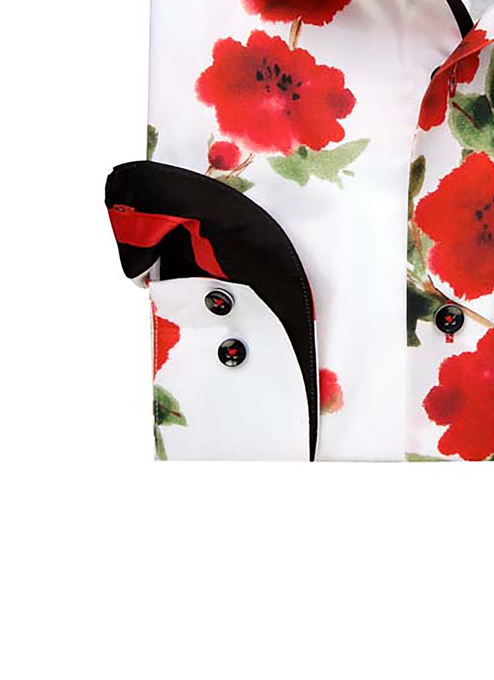 Vercini White Red Poppy Floral Slim Fit Dress Shirt — Garden Edition
