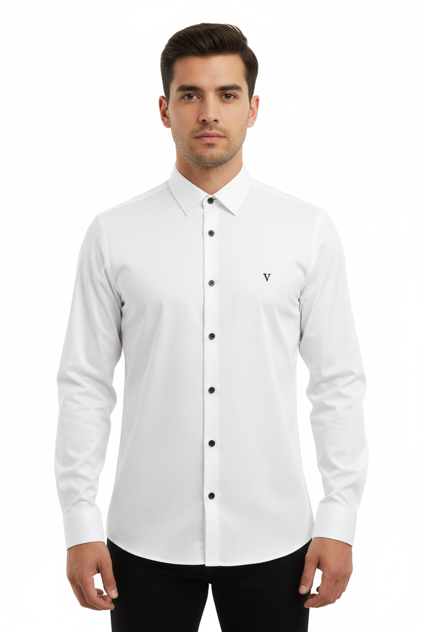 Vercini Versatile Collection: Classic Shirt with Signature 'V' Emblemg