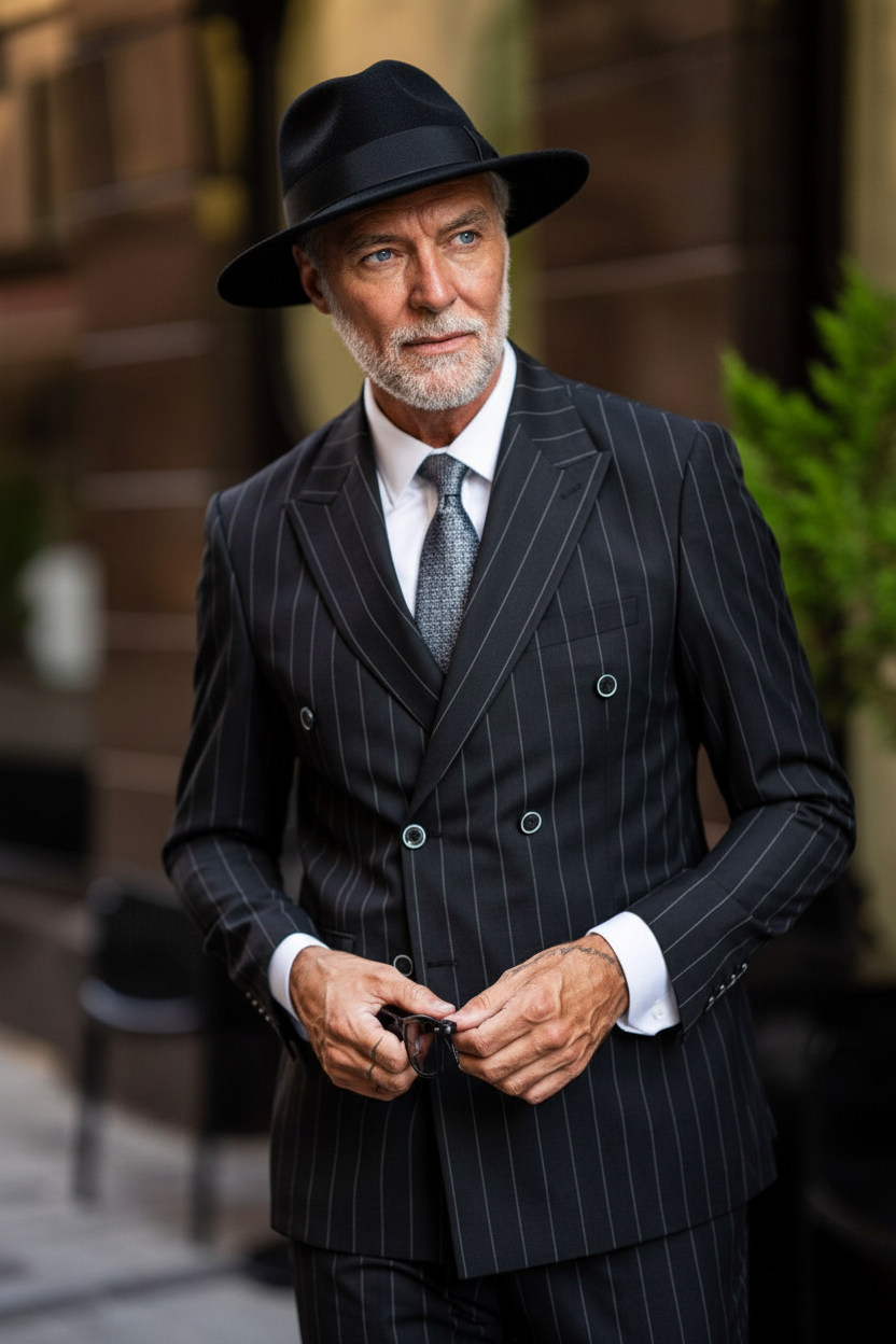Vercini Heritage Pinstripe Double-Breasted Suit - Classic 1940s Tailoring