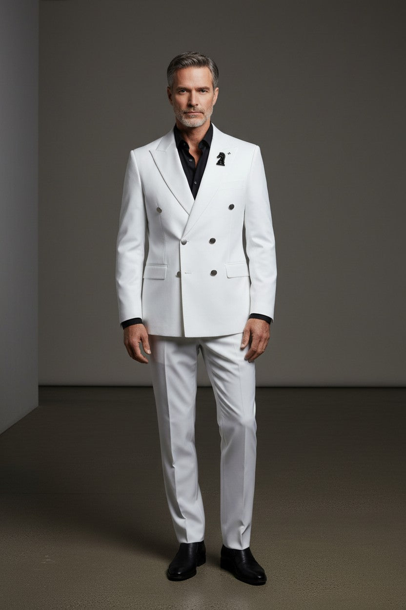 Emilio Sagezza Double Breasted Suit - Two Piece Men's Formal Suit