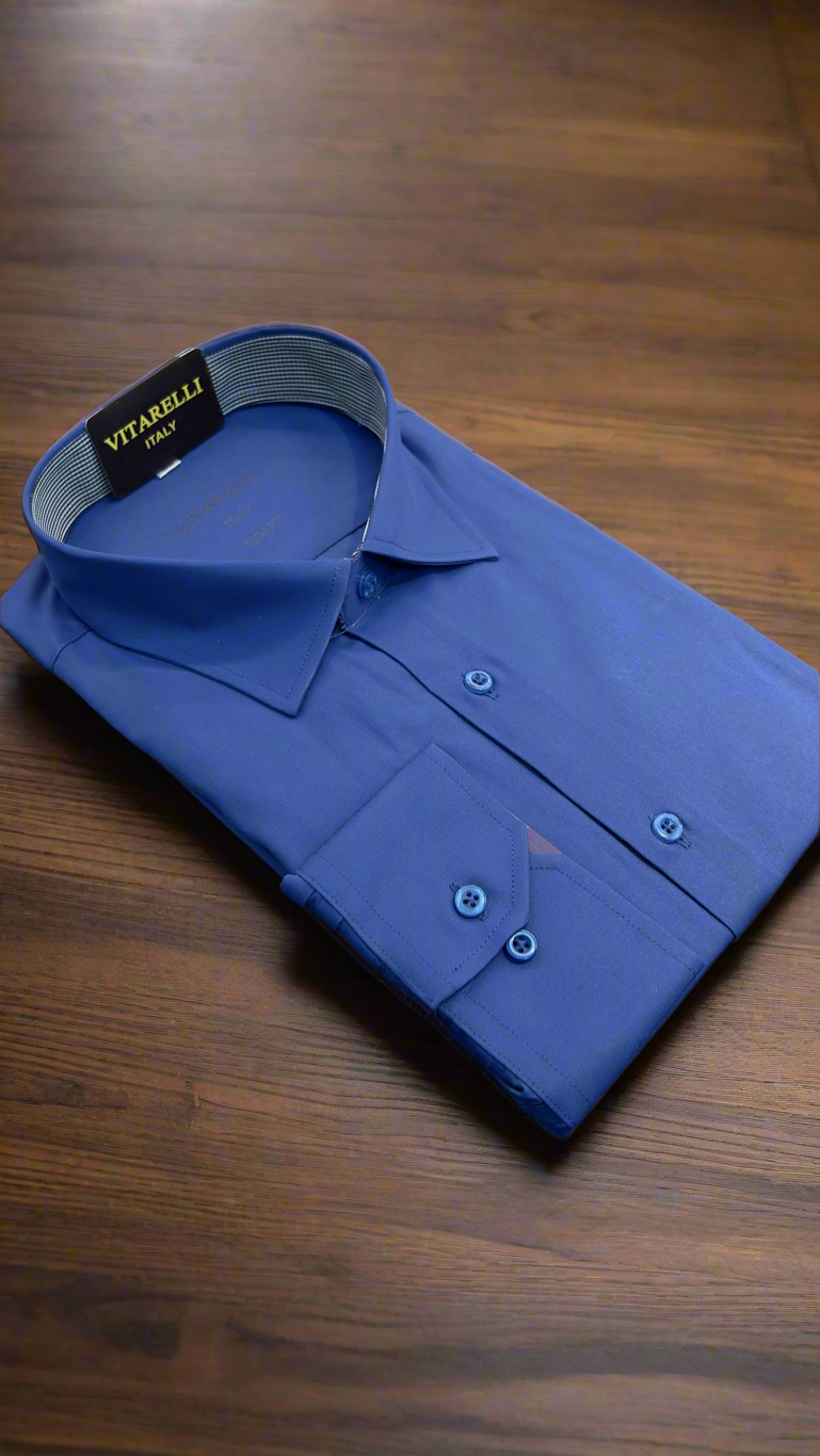 Vitarelli Slim Fit Dress Shirt with French Cuff Option and Standard Bu Vitarelli Slim Fit Dress Shirt with French Cuff Option and Standard Bu