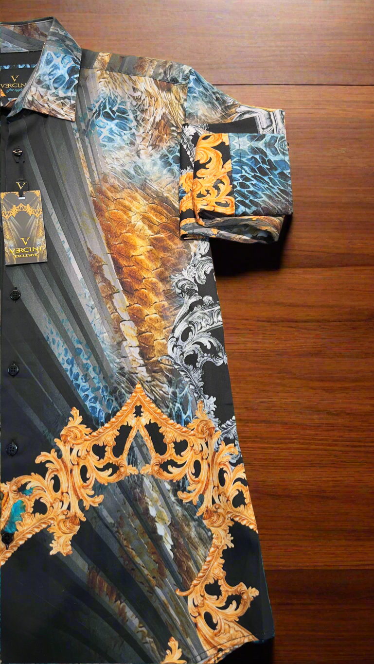 "VERCINI Men's Abstract Shirt – Where Art Meets Fashion"