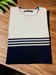 Vercini by CE&CE Striped T-Shirt – Soft Luxe in Grey, Blue & Beige