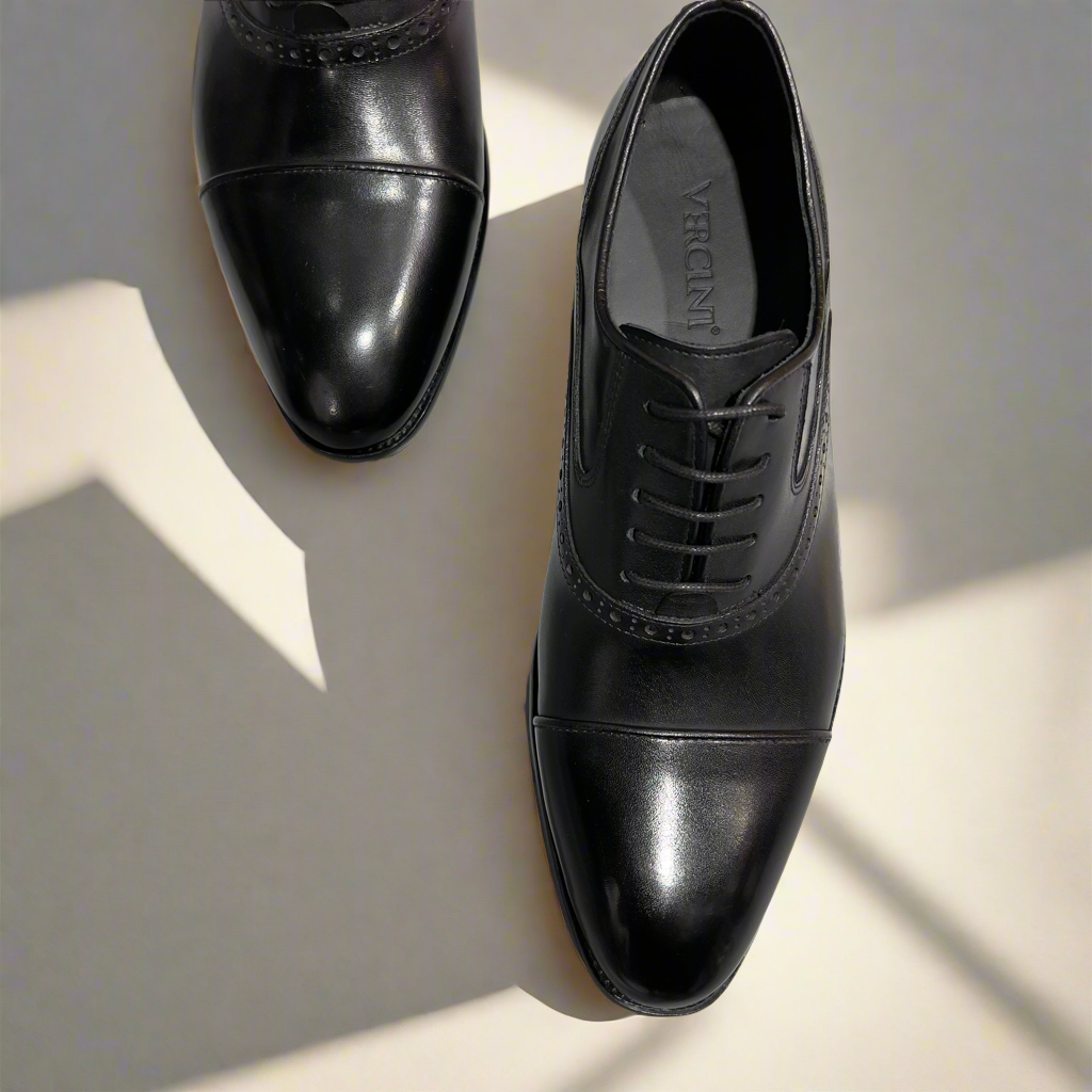 Classic Solid Vercini Leather Oxford Shoes