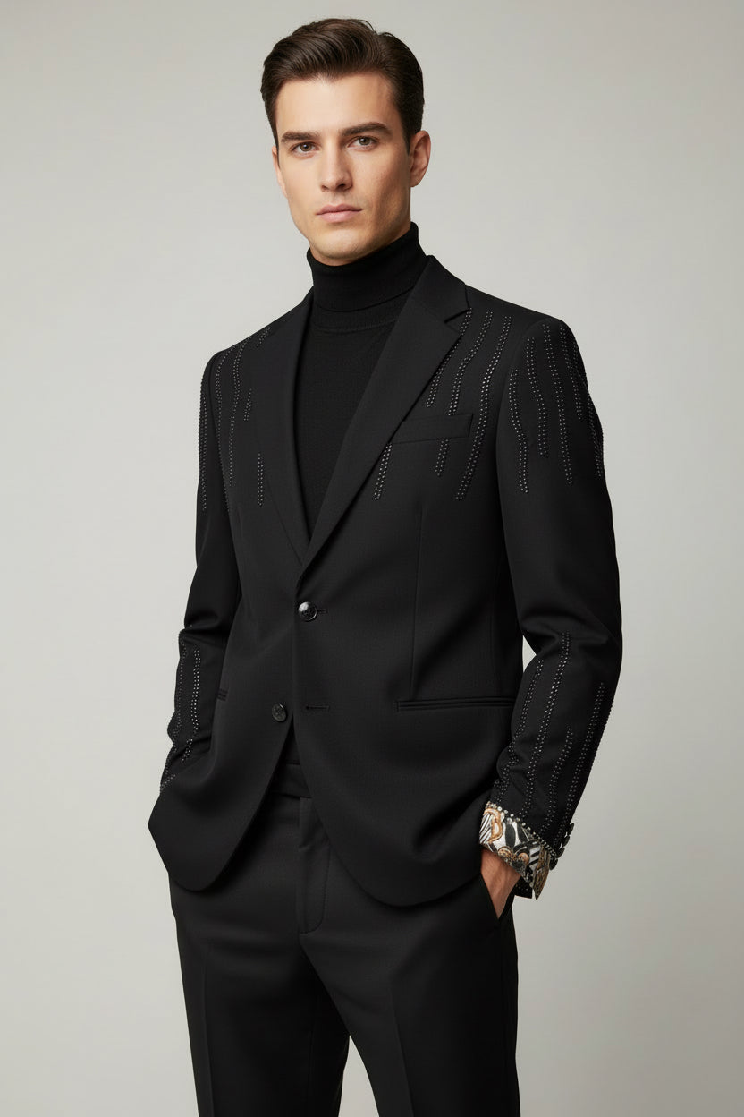 Black Blazer with Stud Detailing