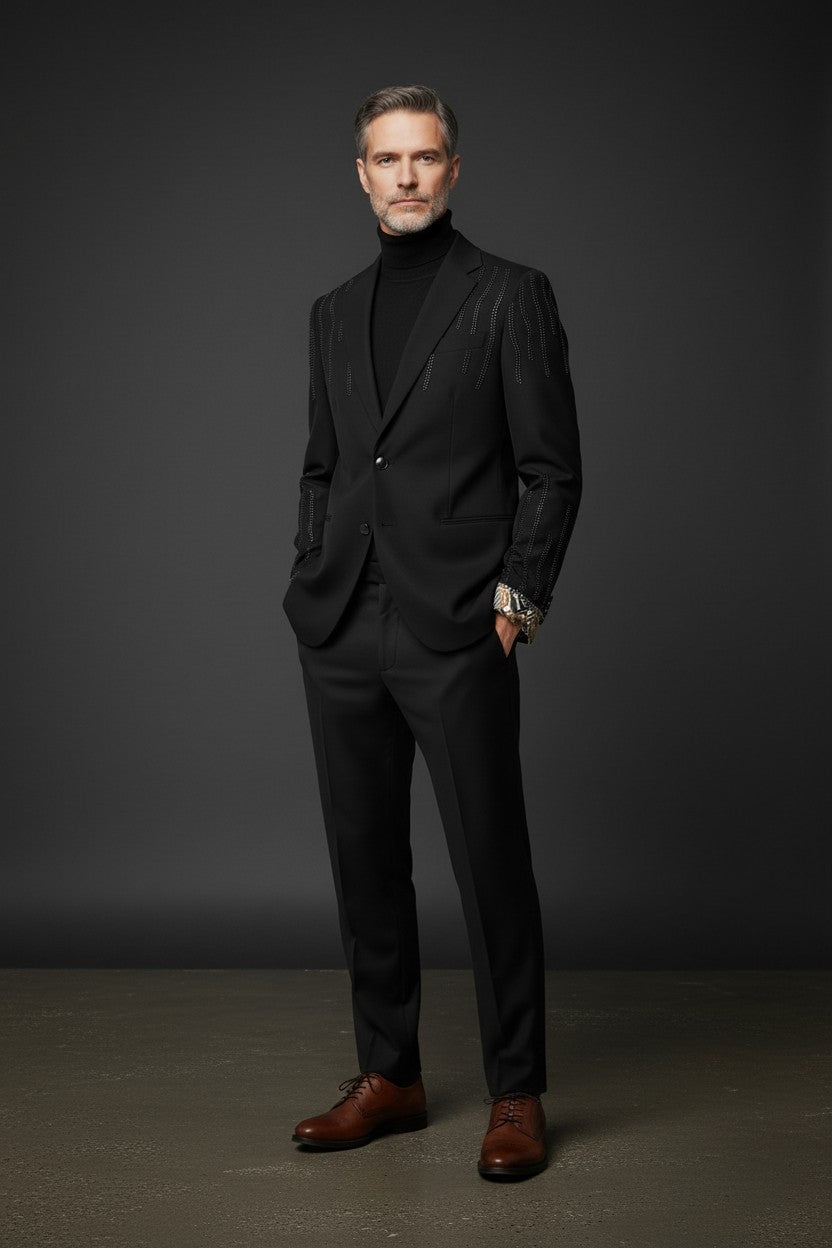 Black Blazer with Stud Detailing