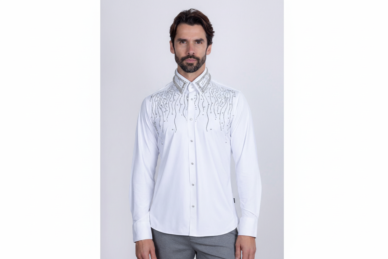 LONG SLEEVE RHINESTONE SHIRT