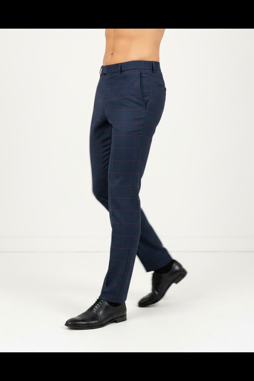 VERCINI Pleated Blue Pants – Poly-Viscose Blend, Tailored Elegance