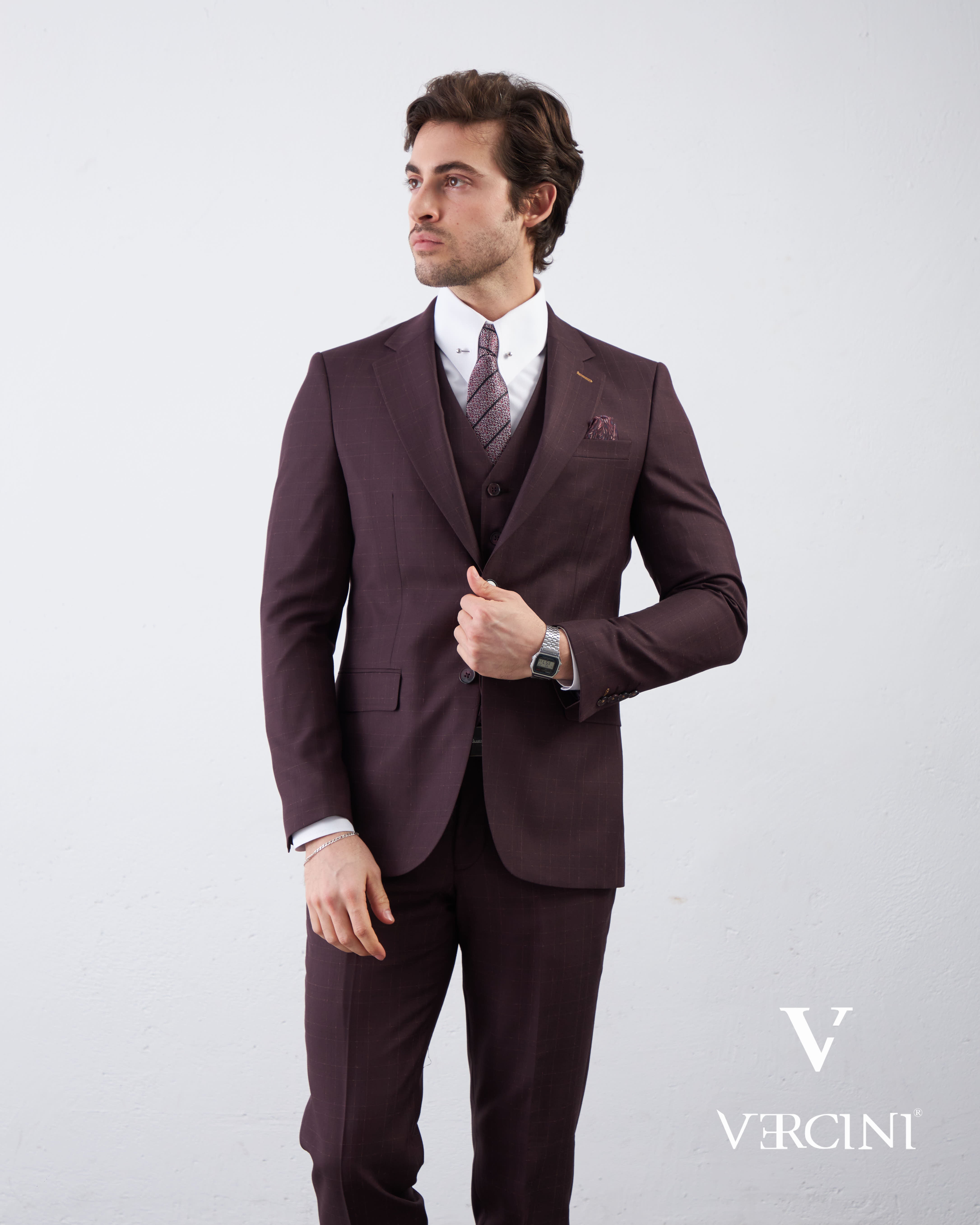 Graphite Gridlock Prestige Suit – Tailored Wool Blend