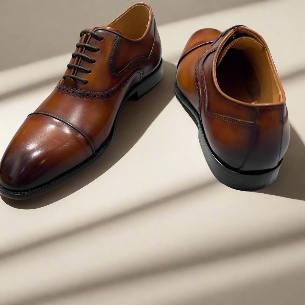 Classic Solid Vercini Leather Oxford Shoes