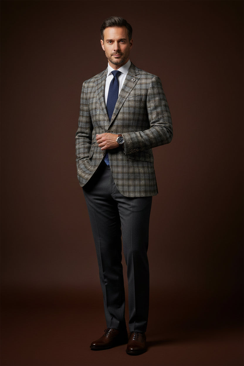 Slim Fit Plaid Sport Coat – Brown & Purple