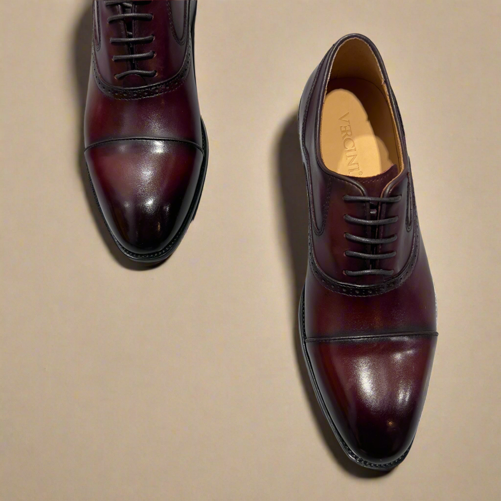 Classic Solid Vercini Leather Oxford Shoes