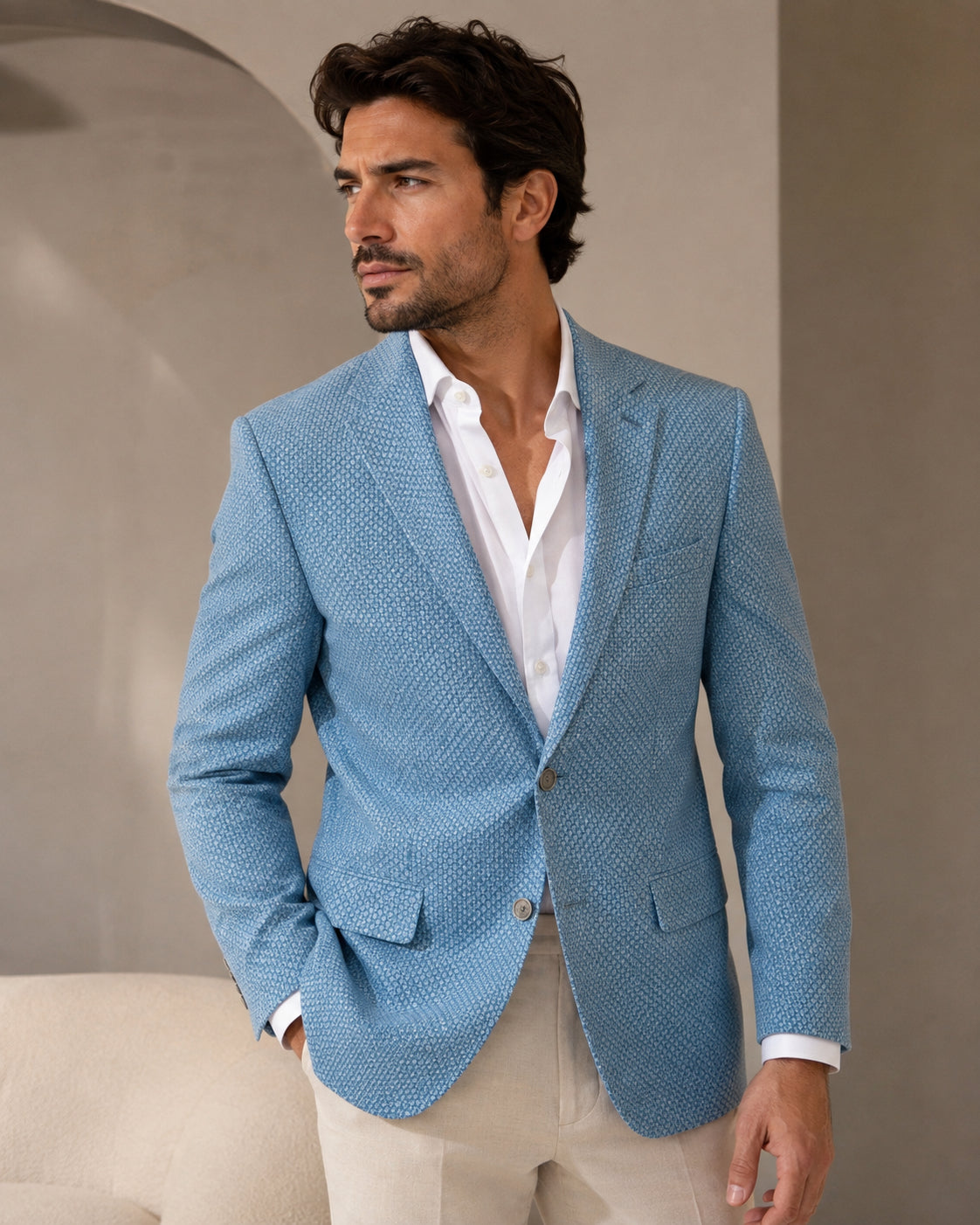 Azure Textured Weave Blazer