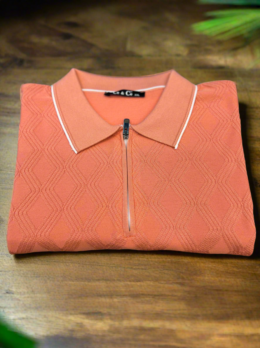 Vercini by CE&CE Diamond Polo – Modern Edge in Coral, Black & White