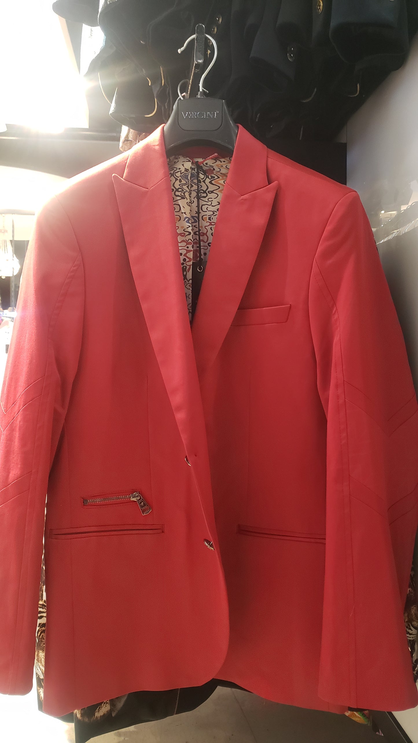 Red Metal Studded Jacket BLAZERS Mondo Collection Vercini