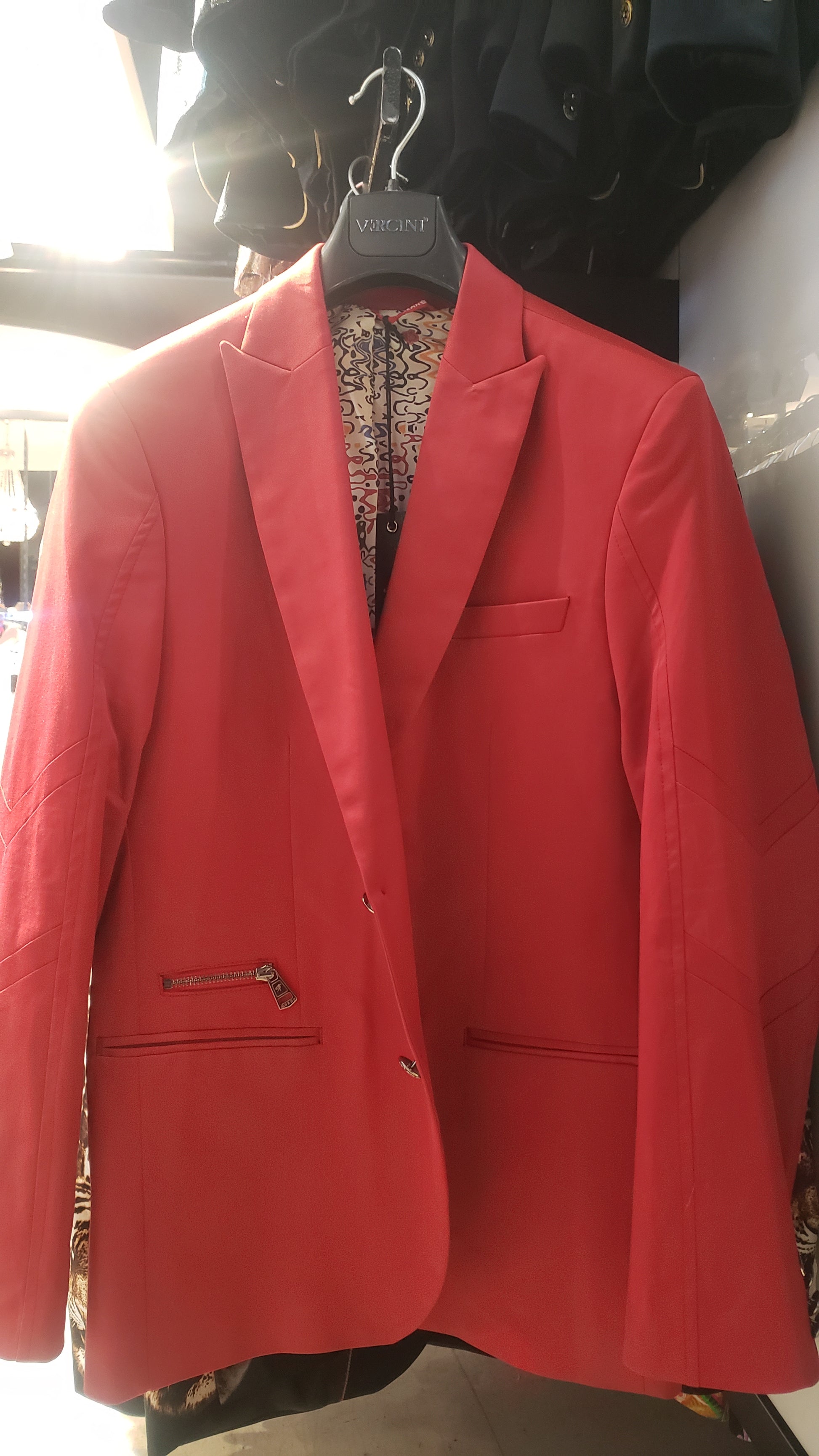 Red Metal Studded Jacket BLAZERS Mondo Collection Vercini