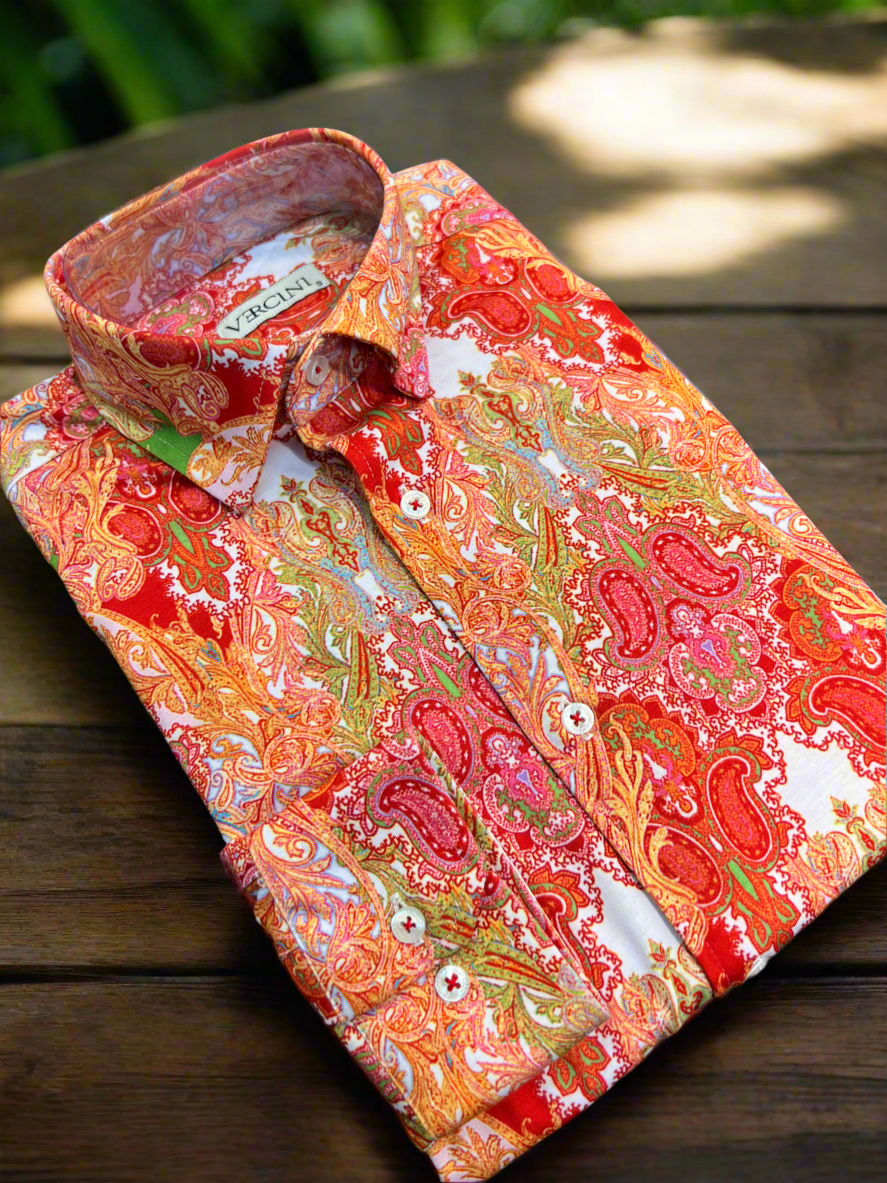 Infra Orange Abstract Shirt – Bold Color, Modern Flow