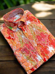 Infra Orange Abstract Shirt – Bold Color, Modern Flow