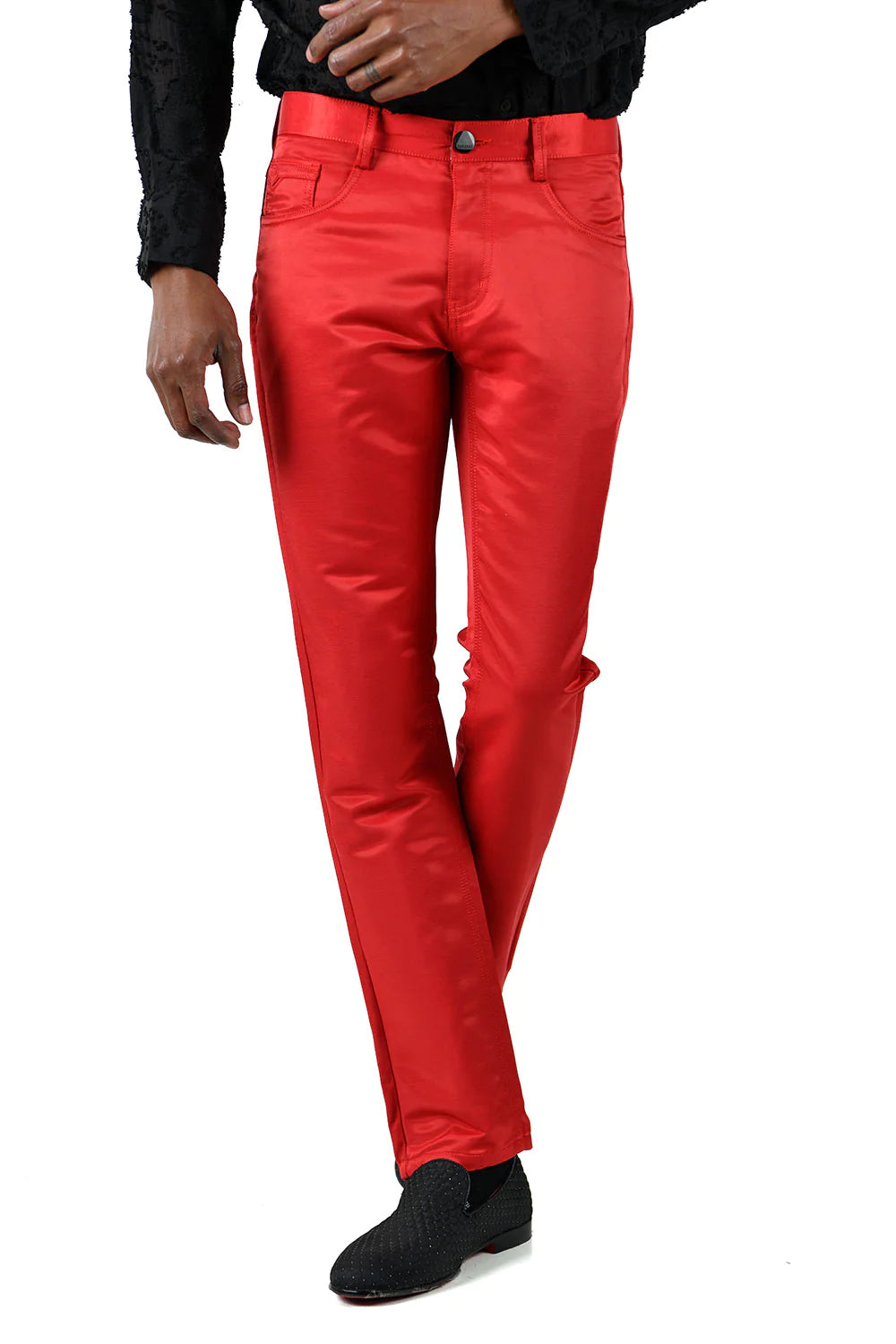 Men's Solid Color Zip and Button Fastening Straight Fit Designer Pants