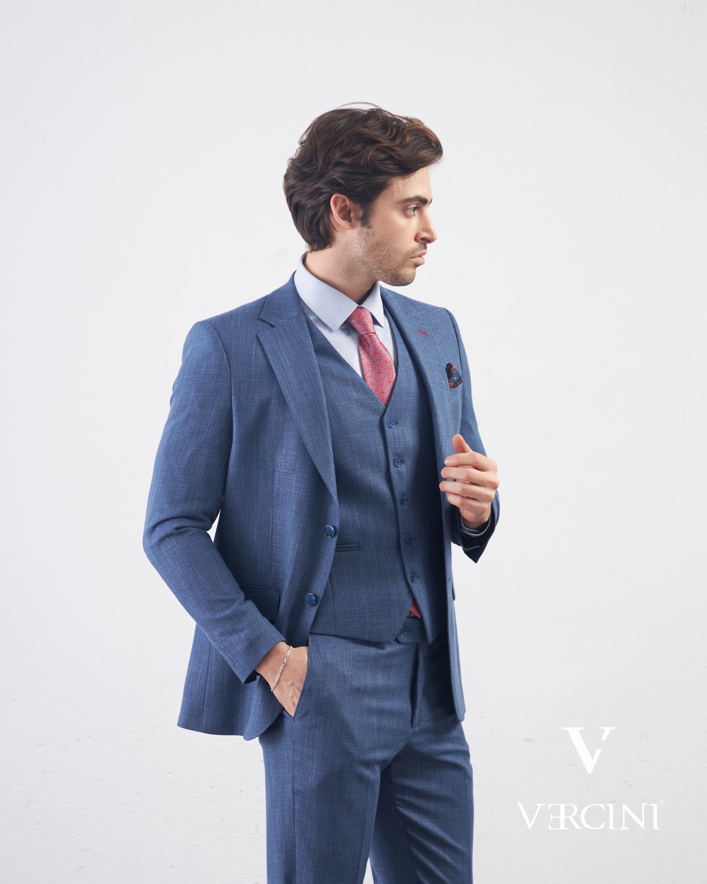 Vercini Azure Serenity Deluxe Three-Piece Men's Suit