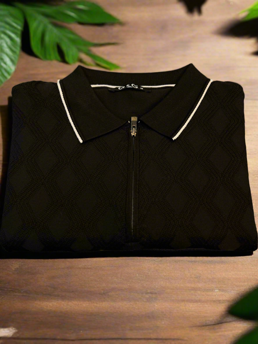 Vercini by CE&CE Diamond Polo – Modern Edge in Coral, Black & White