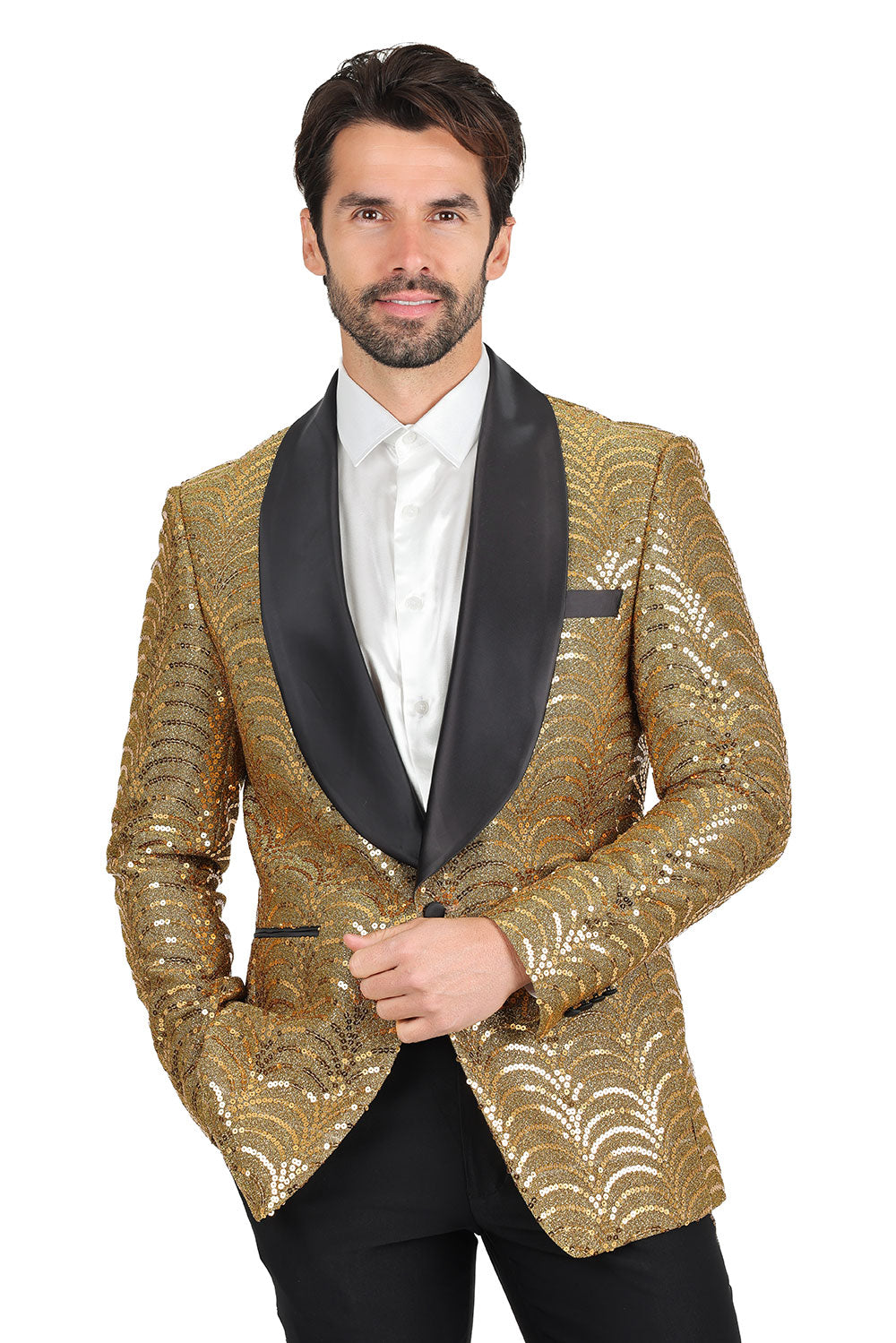 Golden Elegance Sequin Blazer